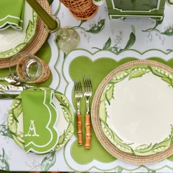 Clearance Mrs. Alice Serena Applique Green Placemats (Set Of 4)