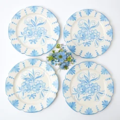 New Mrs. Alice Seville Blue Gardenia Dinner Plate (Set Of 4)