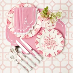 New Mrs. Alice Seville Pink Gardenia Starter Plate (Set Of 4)