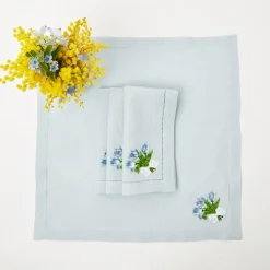 Hot Mrs. Alice Sky Blue Linen Tulip Napkins (Set Of 4)