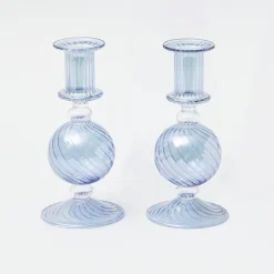 Sale Mrs. Alice Small Camille Azure Candle Holders (Pair)