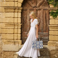 Sale Mrs. Alice Small Tote Bag (Blue Ikat)