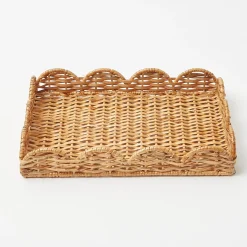 Hot Mrs. Alice Small Scalloped Rattan Tray