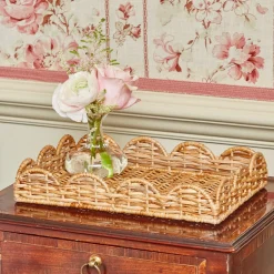 Hot Mrs. Alice Small Scalloped Rattan Tray