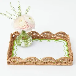 Hot Mrs. Alice Small Scalloped Rattan Tray