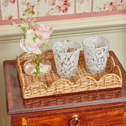 Hot Mrs. Alice Small Scalloped Rattan Tray