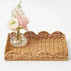 Sale Mrs. Alice Small Scalloped Rattan Tray