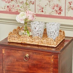 Sale Mrs. Alice Small Scalloped Rattan Tray