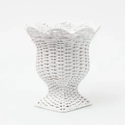 Best Mrs. Alice Small White Rattan Urn Vase