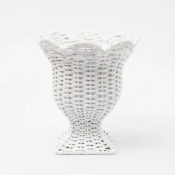New Mrs. Alice Small White Rattan Urn Vase