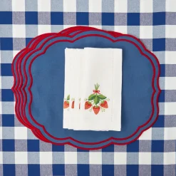 Online Mrs. Alice Strawberry White Linen Embroidered Napkins (Set Of 4)