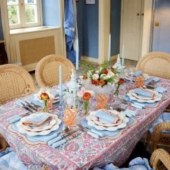 Outlet Mrs. Alice Sylvie Blue And Orange Placemats & Napkins (Set Of 4)