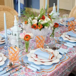 Outlet Mrs. Alice Sylvie Blue And Orange Placemats & Napkins (Set Of 4)