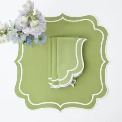 Online Mrs. Alice Sylvie Green Embroidered Placemats & Napkins (Set Of 4)