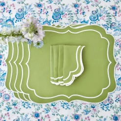 Online Mrs. Alice Sylvie Green Embroidered Placemats & Napkins (Set Of 4)