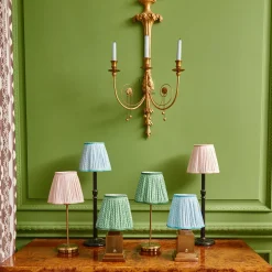 Clearance Mrs. Alice Tall Rechargeable Lamp With Green Lotus Lampshade