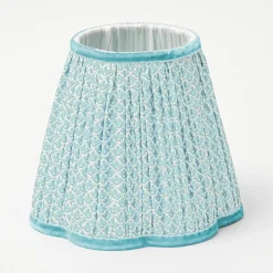 Hot Mrs. Alice Tall Rechargeable Lamp With Baby Blue Lotus Lampshade
