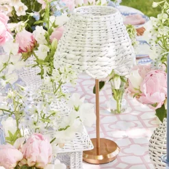 Mrs. Alice Tall Rechargeable Lamp With White Seagrass Lampshade