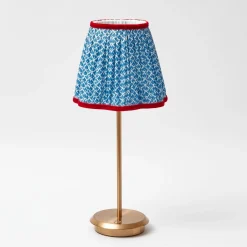 Mrs. Alice Tall Rechargeable Lamp With Blue Lotus Lampshade