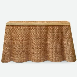 Discount Mrs. Alice Vivienne Rattan Scalloped Console Table