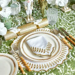 Mrs. Alice White & Gold Laurel Napkins (Set Of 4)