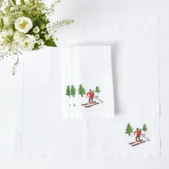 Best Mrs. Alice White Embroidered Skier Napkins (Set Of 4)