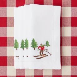 Best Mrs. Alice White Embroidered Skier Napkins (Set Of 4)