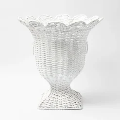 New Mrs. Alice White Liliana Scalloped Rattan Urn