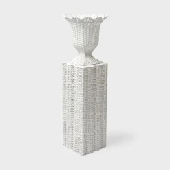 Clearance Mrs. Alice White Liliana Scalloped Rattan Pedestal And Urn