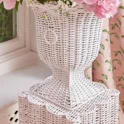 Clearance Mrs. Alice White Liliana Scalloped Rattan Pedestal And Urn