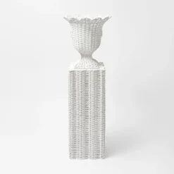 Hot Mrs. Alice White Liliana Scalloped Rattan Pedestal And Urn