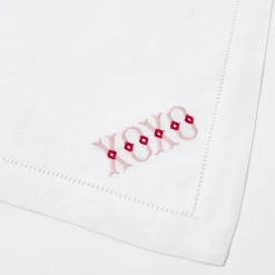 Mrs. Alice White Linen Xoxo Napkins (Set Of 4)
