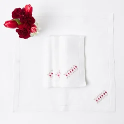 Mrs. Alice White Linen Xoxo Napkins (Set Of 4)
