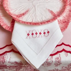 Mrs. Alice White Linen Xoxo Napkins (Set Of 4)