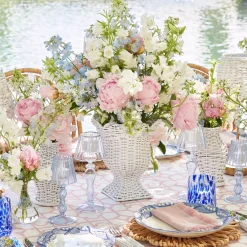 Clearance Mrs. Alice White Rattan Pagoda & Urn Vase Set