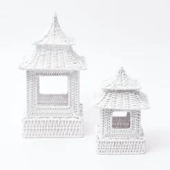 Mrs. Alice White Rattan Pagoda Lantern Set