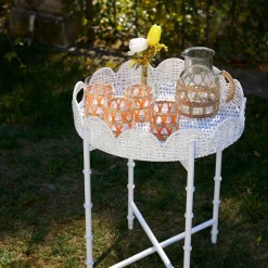 Clearance Mrs. Alice White Rattan Round Scalloped Tray With Stand