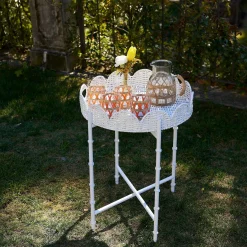 Discount Mrs. Alice White Rattan Round Scalloped Tray With Stand