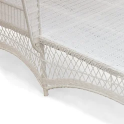 Online Mrs. Alice White Rattan Sun Lounger With Blue Ikat Cushion