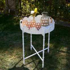 Outlet Mrs. Alice White Round Scalloped Rattan Tray