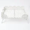 Hot Mrs. Alice White Scalloped Rattan Breakfast Tray