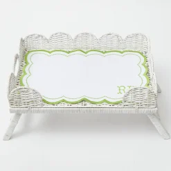 Hot Mrs. Alice White Scalloped Rattan Breakfast Tray
