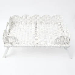 Best Mrs. Alice White Scalloped Rattan Breakfast Tray