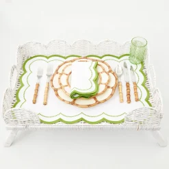 Best Mrs. Alice White Scalloped Rattan Breakfast Tray