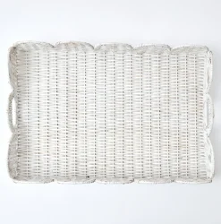 Mrs. Alice White Scalloped Rattan Tray