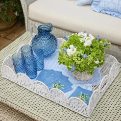 Best Mrs. Alice White Scalloped Rattan Tray