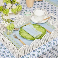 Best Mrs. Alice White Scalloped Rattan Tray