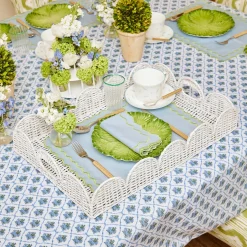 Best Mrs. Alice White Scalloped Rattan Tray