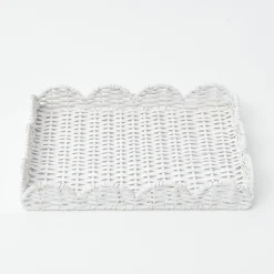 New Mrs. Alice White Small Scalloped Rattan Tray