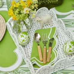 New Mrs. Alice White Small Scalloped Rattan Tray